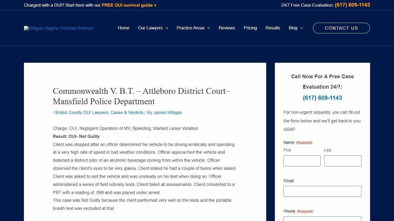 Commonwealth v. B.T. – Attleboro District Court– Mansfield Police Department - Milligan & Higgins